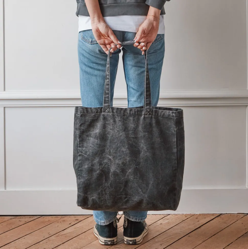 Merci - Tote Bag en Coton Marble - Noir