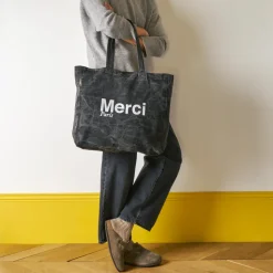 Merci - Tote Bag en coton Marble - Noir & Blanc