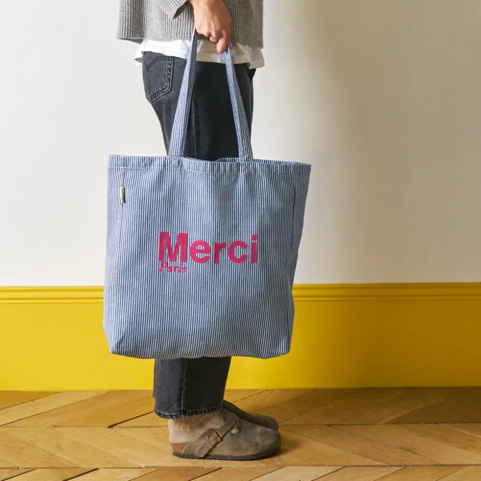 Merci - Tote Bag en coton Hickory - Marine & Rose