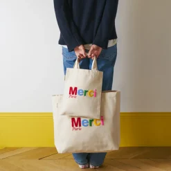 Merci - Tote Bag en coton Bouclette - Ecru & Multicolore
