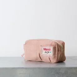 Merci - Trousse en lin lavé - Rose d'Argile