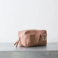 Merci - Trousse en lin lavé - Rose d'Argile