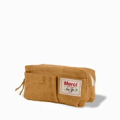 Merci - Trousse en lin lavé - Jaune Asahi