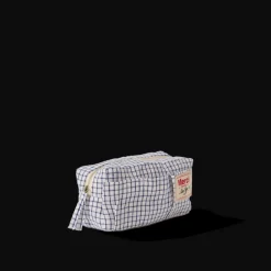 Merci - Trousse en lin lavé - Carreaux Bleu Shibori