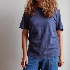 Merci - T-shirt uni en coton - Marine
