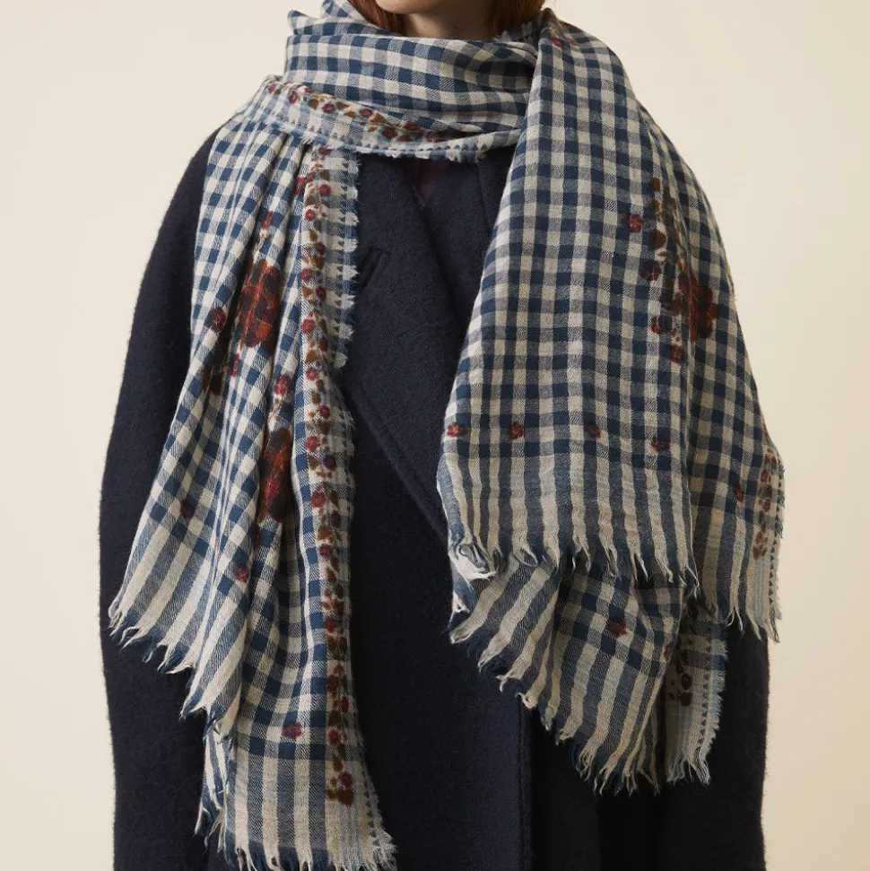 Moismont - Echarpe n°693 - Flowers Navy Blue