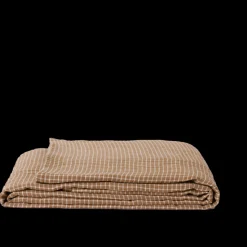 Nappe en lin lavé - Carreaux Brun Cha Iro