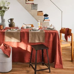 Nappe en lin lavé - Rouge Urushi