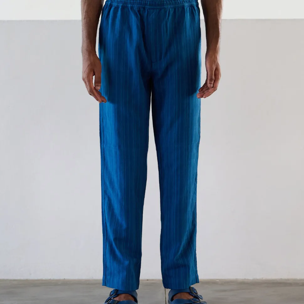Original Madras Trading Co - Pantalon N65 Lax Drawstring - Bleu rayé