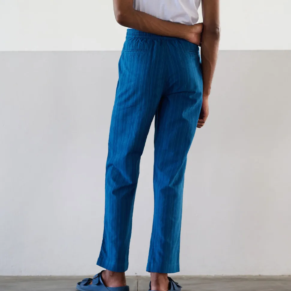 Original Madras Trading Co - Pantalon N65 Lax Drawstring - Bleu rayé