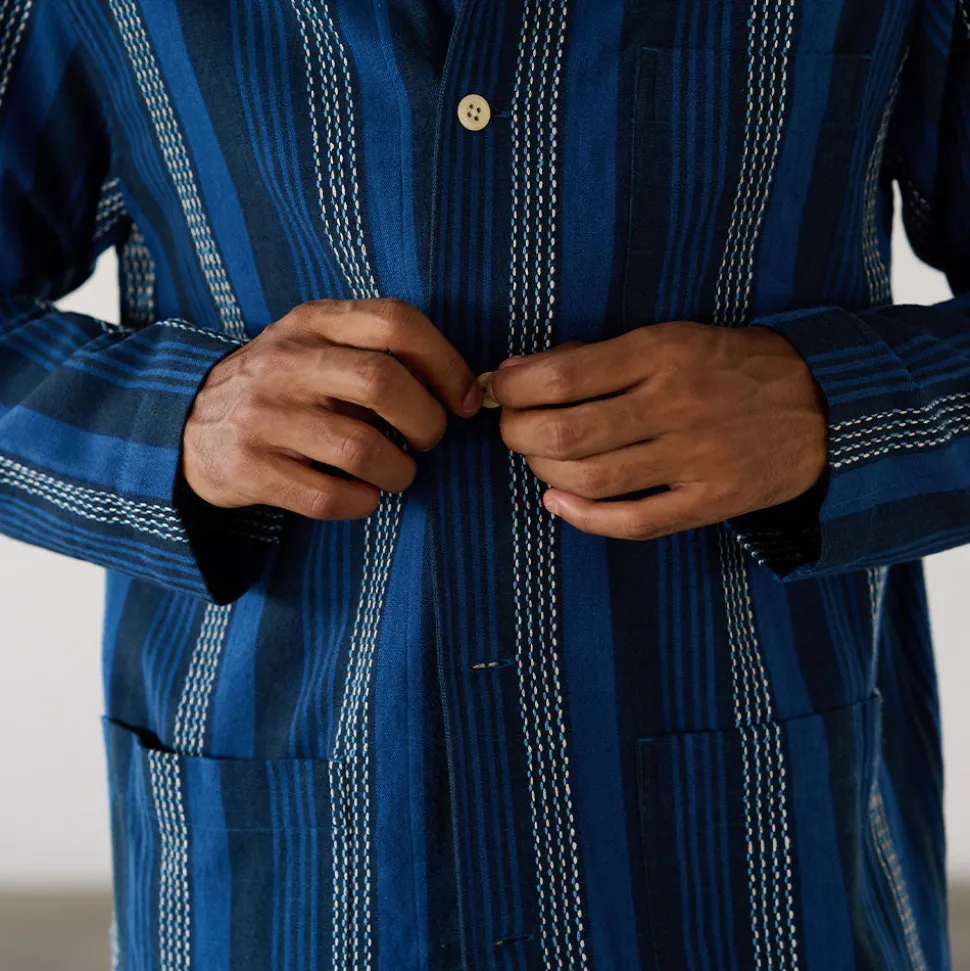Original Madras Trading Co - Chemise N106 Stout Shirt - Bleu