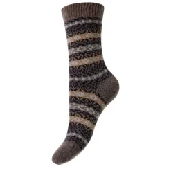 Pantherella - Chaussettes Cachemire Fair Isle - Marron