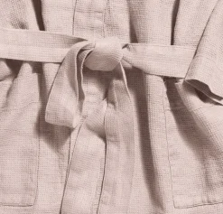 Peignoir en lin - Nid d'abeille - Beige Rosé