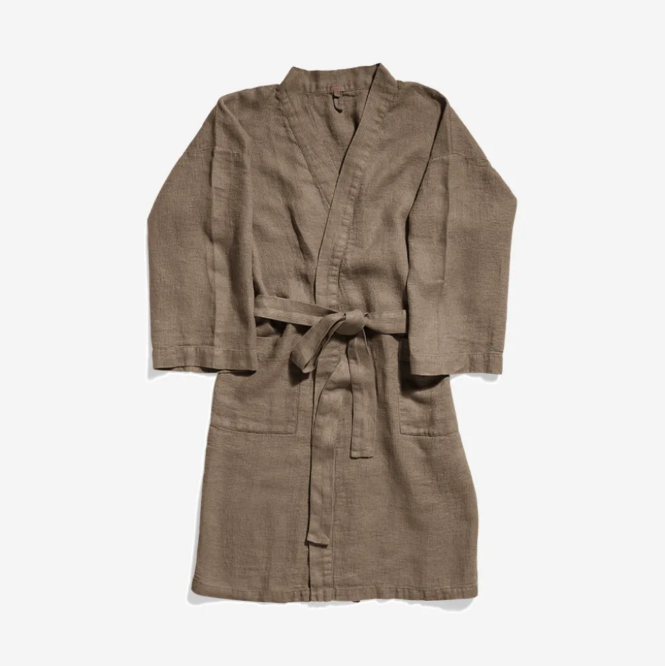 Peignoir en lin - Nid d'abeille - Brun Cha Iro