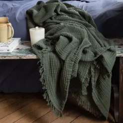 Plaid en gaze de coton - Vert Luxembourg