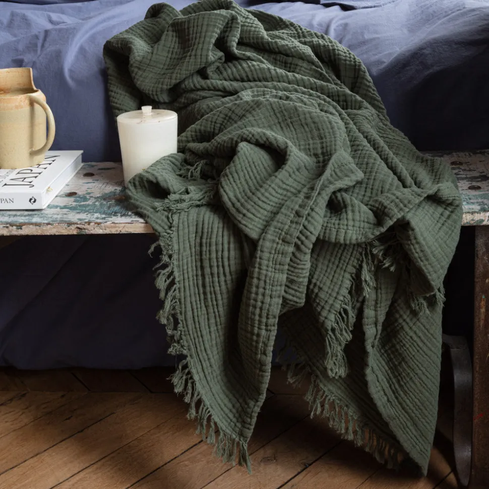 Plaid en gaze de coton - Vert Luxembourg