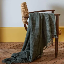 Plaid en gaze de coton - Vert Luxembourg
