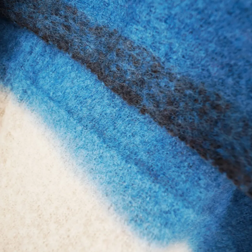 Plaid en laine n°83 - Bleu & Café - Moismont