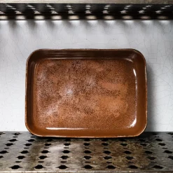 Plat en grès n°10 - Ocre