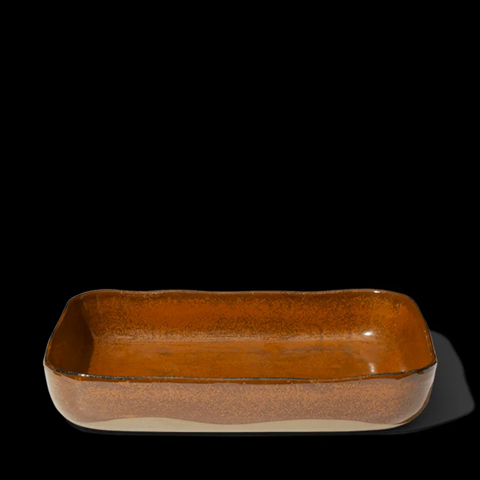 Plat en grès n°10 - Ocre
