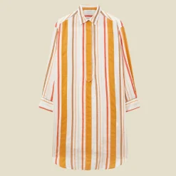Pomandère - Robe chemise rayée - Orange