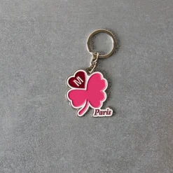 Porte-clés Merci - Trèfle Rose