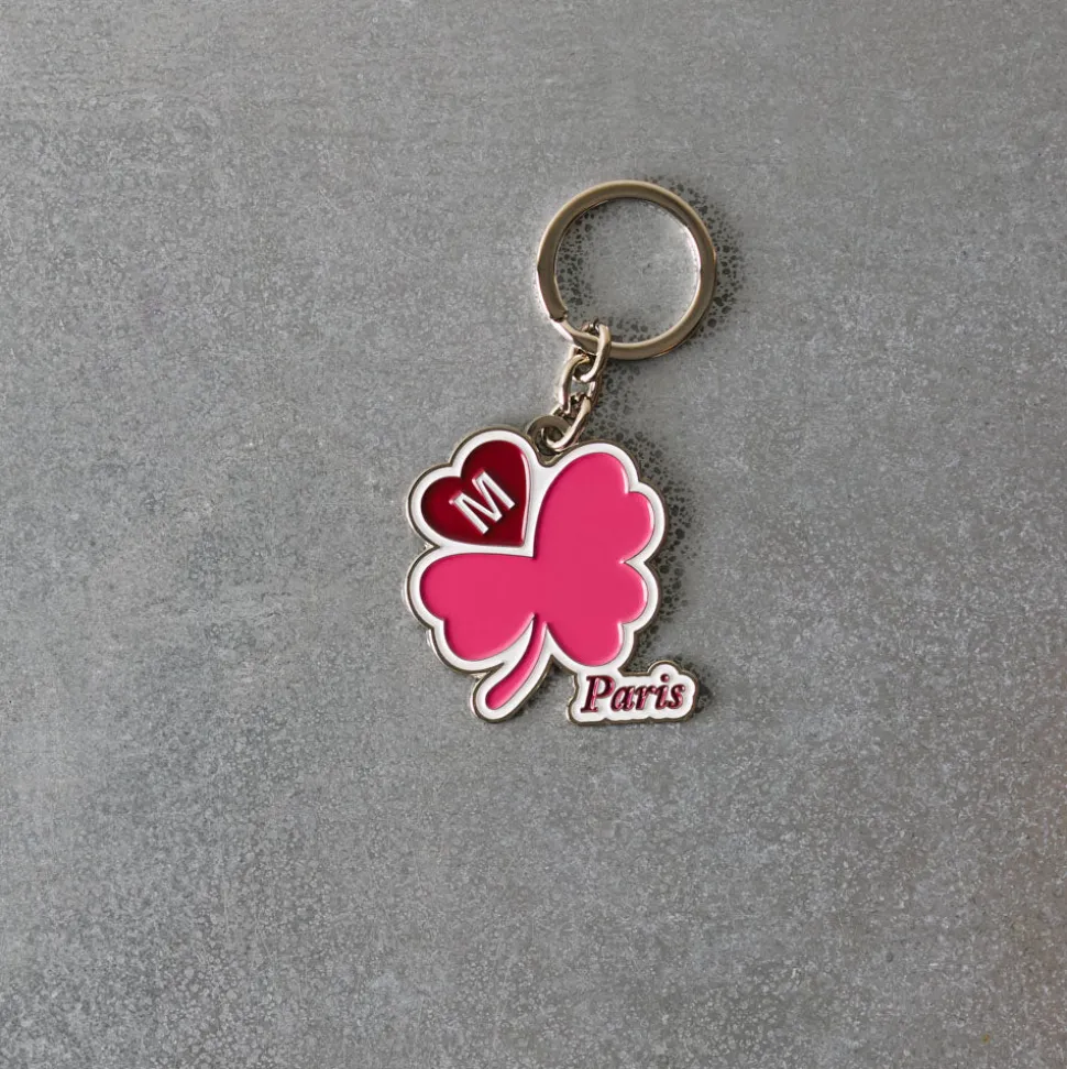 Porte-clés Merci - Trèfle Rose