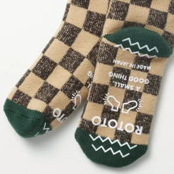 Rototo - Chaussettes à Damier - Beige & Vert