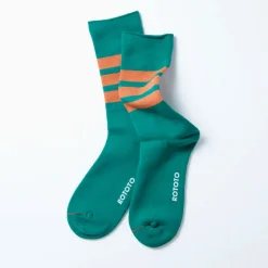 Rototo - Chaussettes Rayées - Vert & Orange