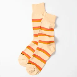 Rototo - Chaussettes Rayées - Pêche