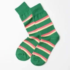Rototo - Chaussettes Rayées - Vert Sapin