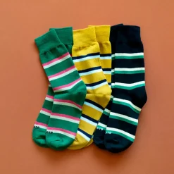 Rototo - Chaussettes Rayées - Vert Sapin