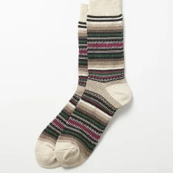 Rototo - Chaussettes tapisserie mexicaine - Vert/Rose