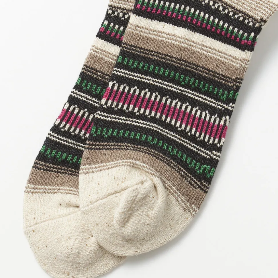 Rototo - Chaussettes tapisserie mexicaine - Vert/Rose
