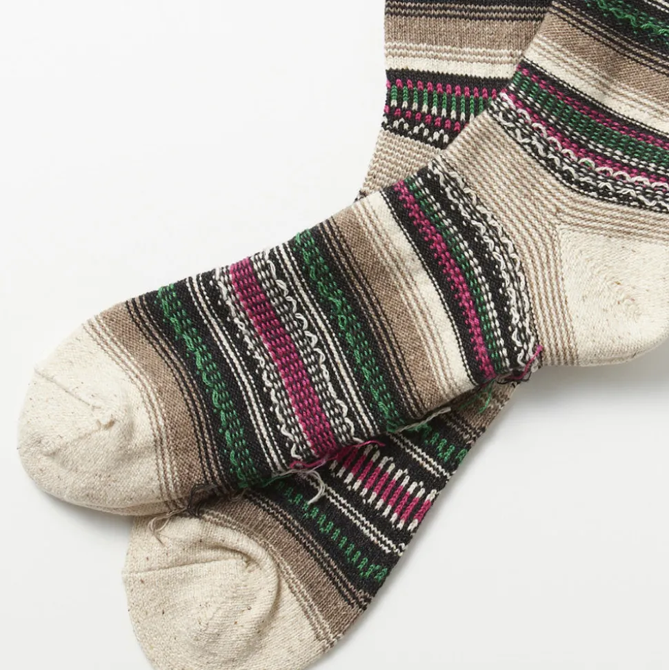 Rototo - Chaussettes tapisserie mexicaine - Vert/Rose