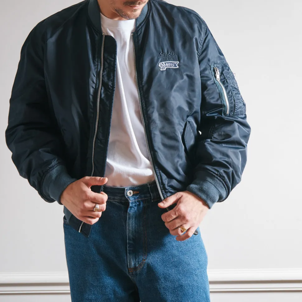 Schott x Merci - Bomber Vintage - Marine