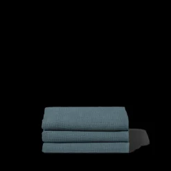 Serviette de bain en lin - Nid d'abeille - Bleu Pétrole