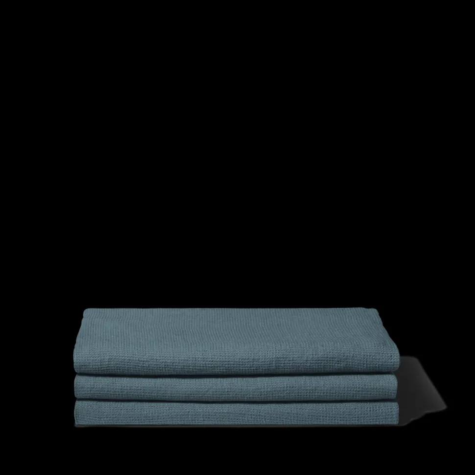 Serviette de bain en lin - Nid d'abeille - Bleu Pétrole