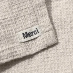 Serviette de bain en lin - Nid d'abeille - Pierre