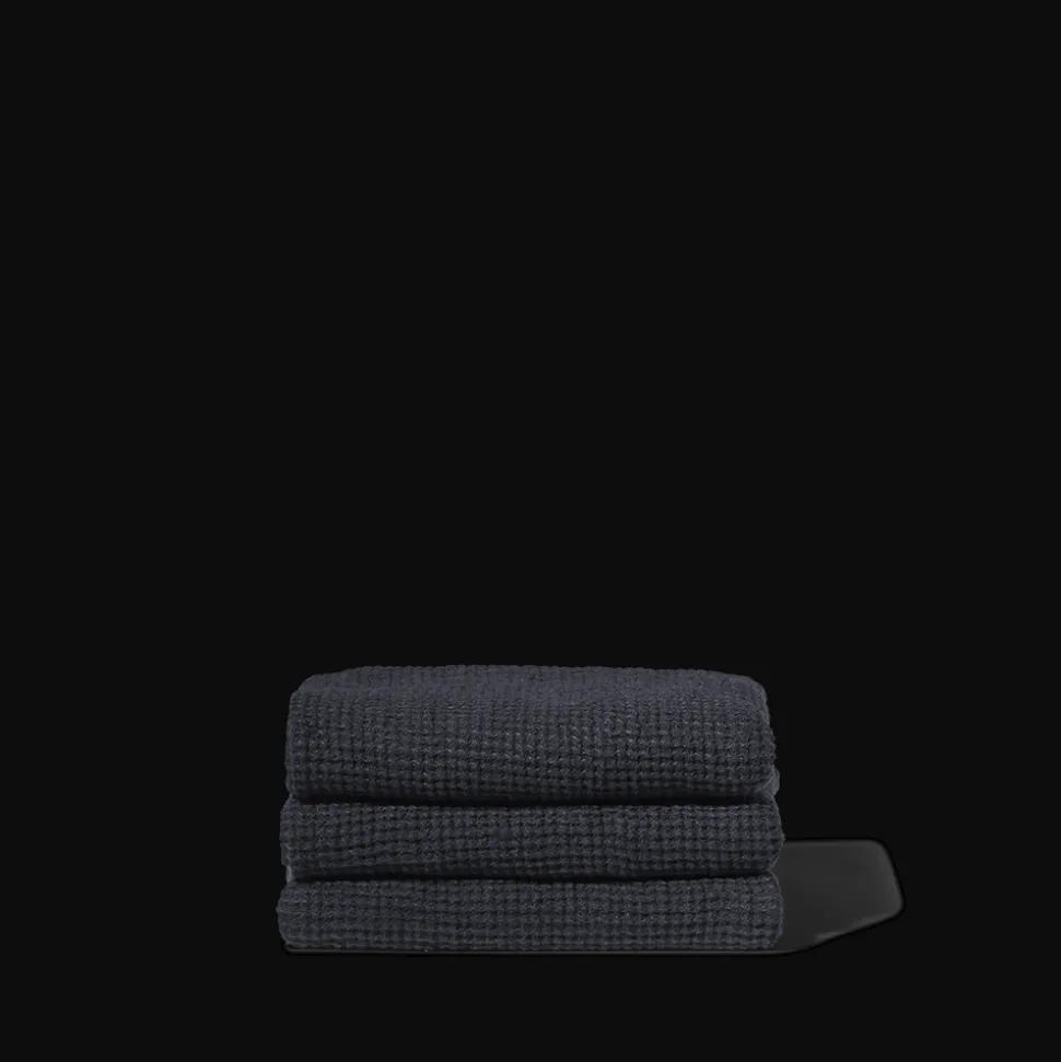 Serviette de bain en lin - Waffle - Bleu Encre