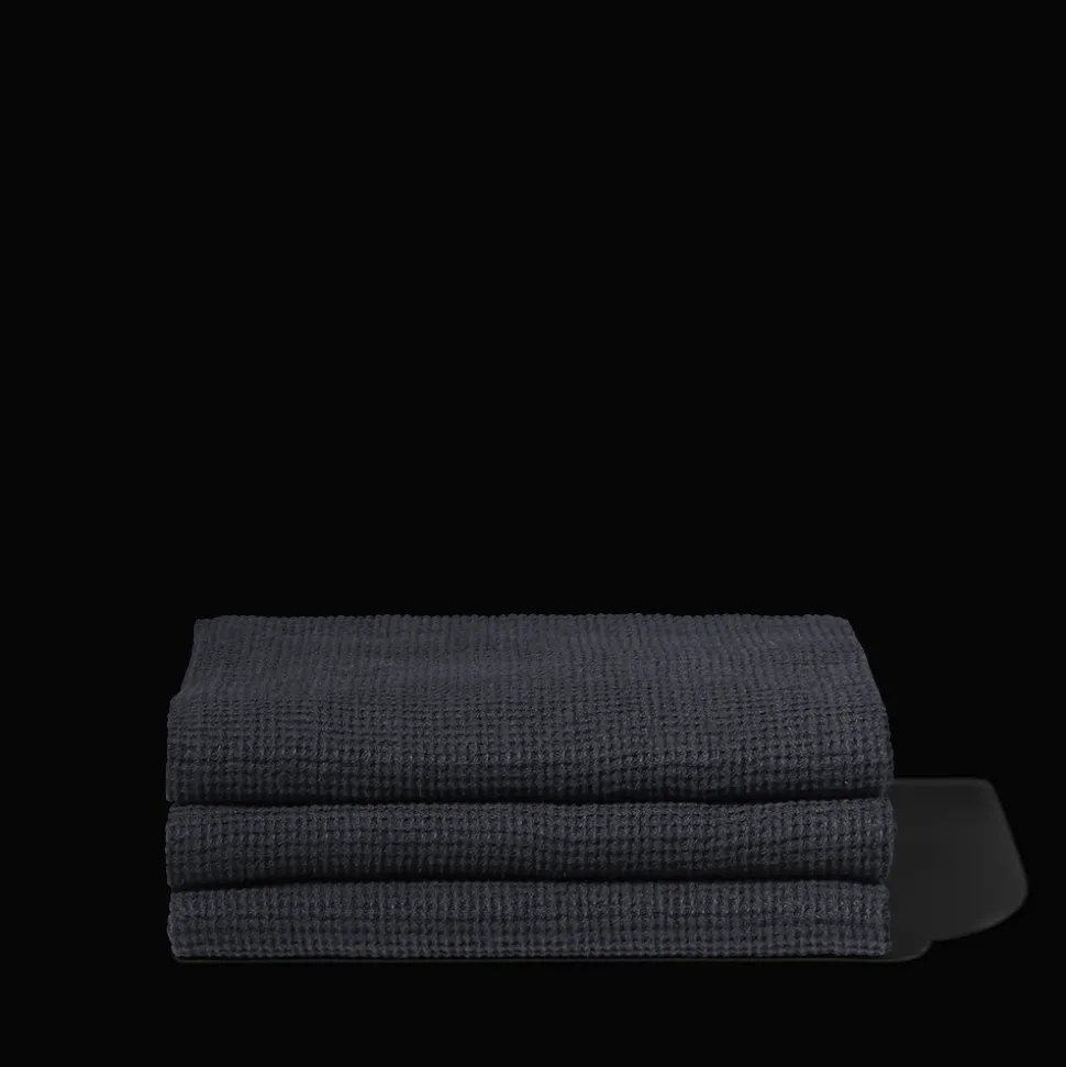 Serviette de bain en lin - Waffle - Bleu Encre