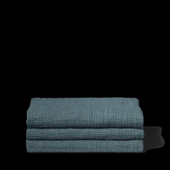Serviette de bain en lin - Waffle - Bleu Pétrole