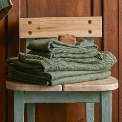Serviette de bain en lin - Waffle - Vert d'Anduze