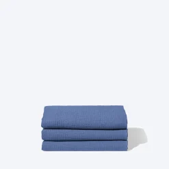 Serviette de bain en lin - Nid d'abeille - Bleu Paros
