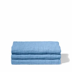 Serviette de bain en lin - Waffle - Bleu Tyrrhénien