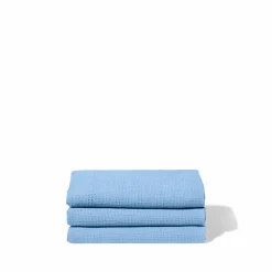 Serviette de bain en lin - Nid d'abeille - Bleu Tyrrhénien