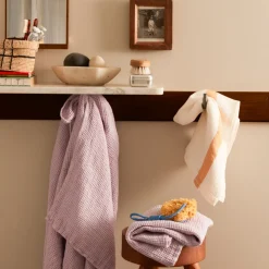 Serviette de bain en lin - Nid d'abeille - Bande Jaune Asahi