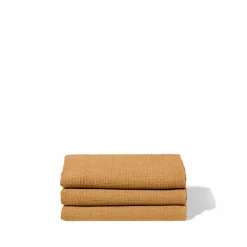 Serviette de bain en lin - Nid d'abeille - Jaune Asahi