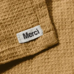 Serviette de bain en lin - Nid d'abeille - Jaune Asahi