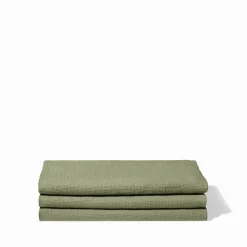 Serviette de bain en lin - Nid d'abeille - Vert Komorebi